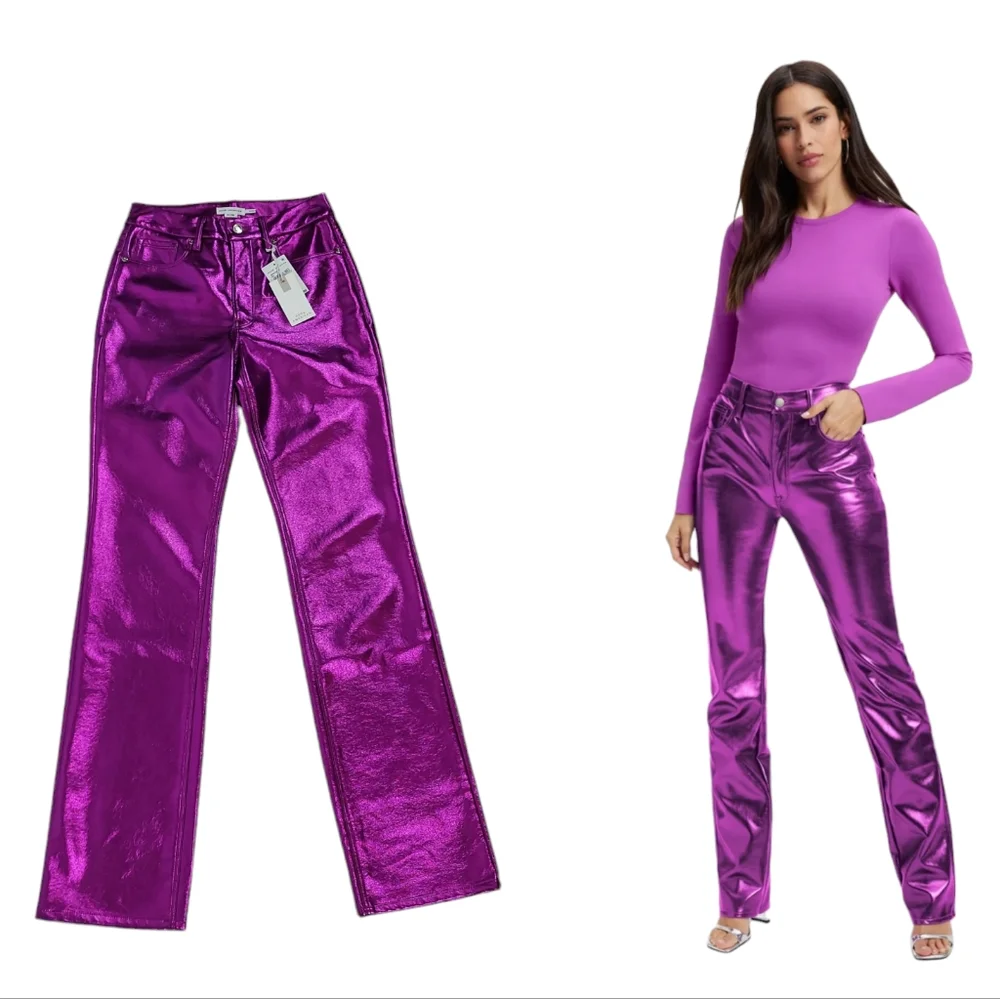 Good American Good Iconic Pop Thistle Metallic Faux Leather Pants